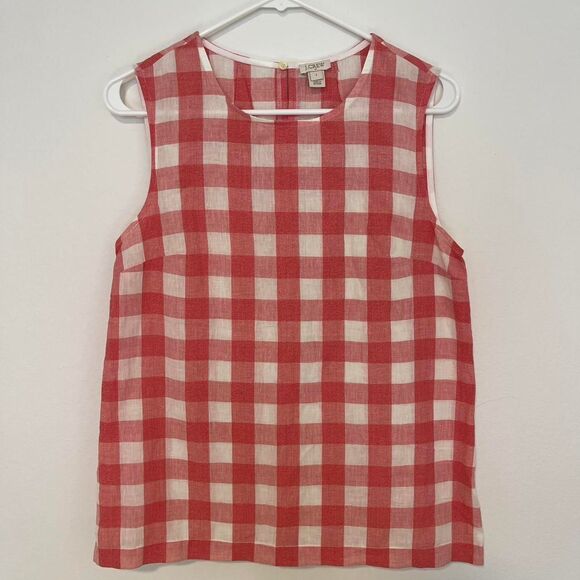 Jcrew Women's cotton linen red and white gingham tank top Size S/M - Picture 2 of 5